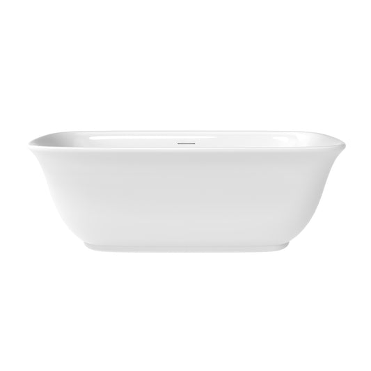 59" Free Standing Bathtub, Contemporary Design Acrylic Soaking Tubs, With Overflow and Drain Glossy White