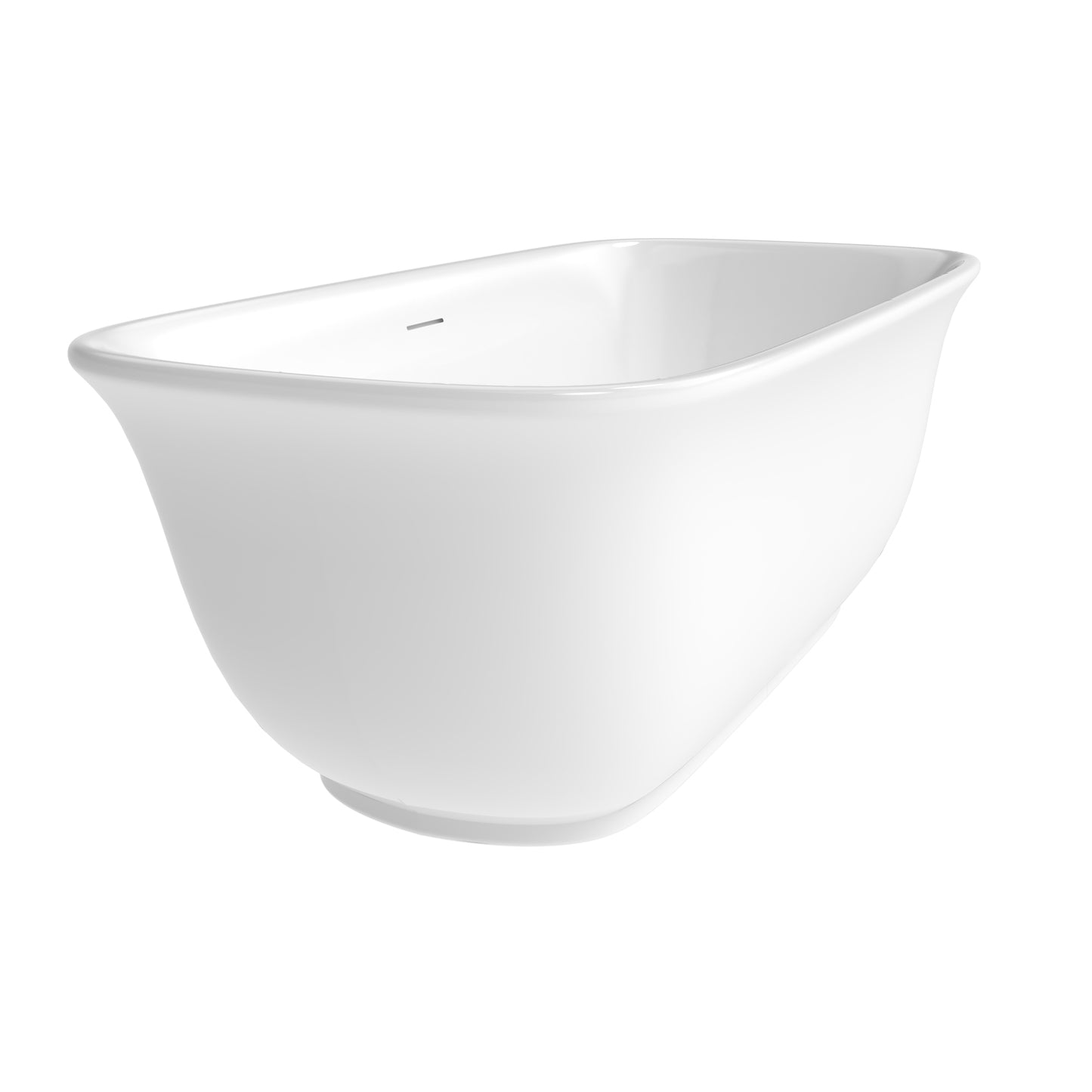 59" Free Standing Bathtub, Contemporary Design Acrylic Soaking Tubs, With Overflow and Drain Glossy White