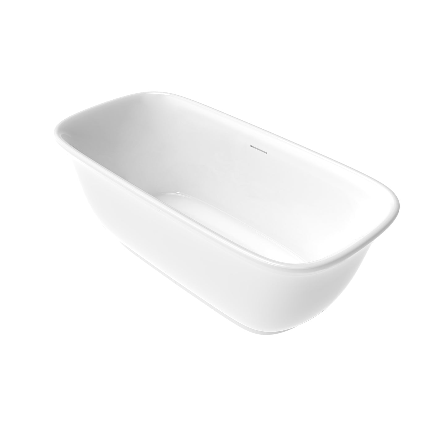 59" Free Standing Bathtub, Contemporary Design Acrylic Soaking Tubs, With Overflow and Drain Glossy White